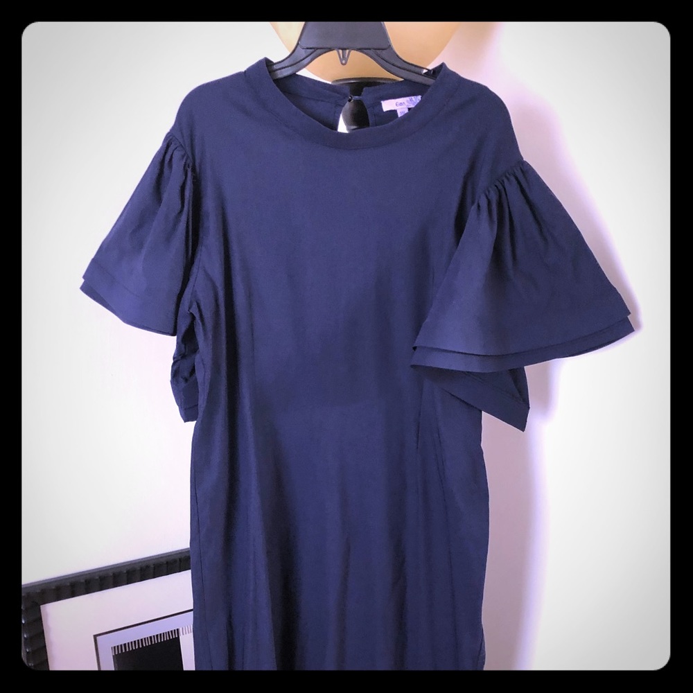 Ruffled sleeve midi dress